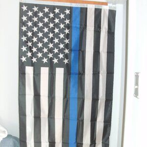 SET of 3 New USA Thin Blue Line Police Black & White Flag Banner 3'x5' polyester